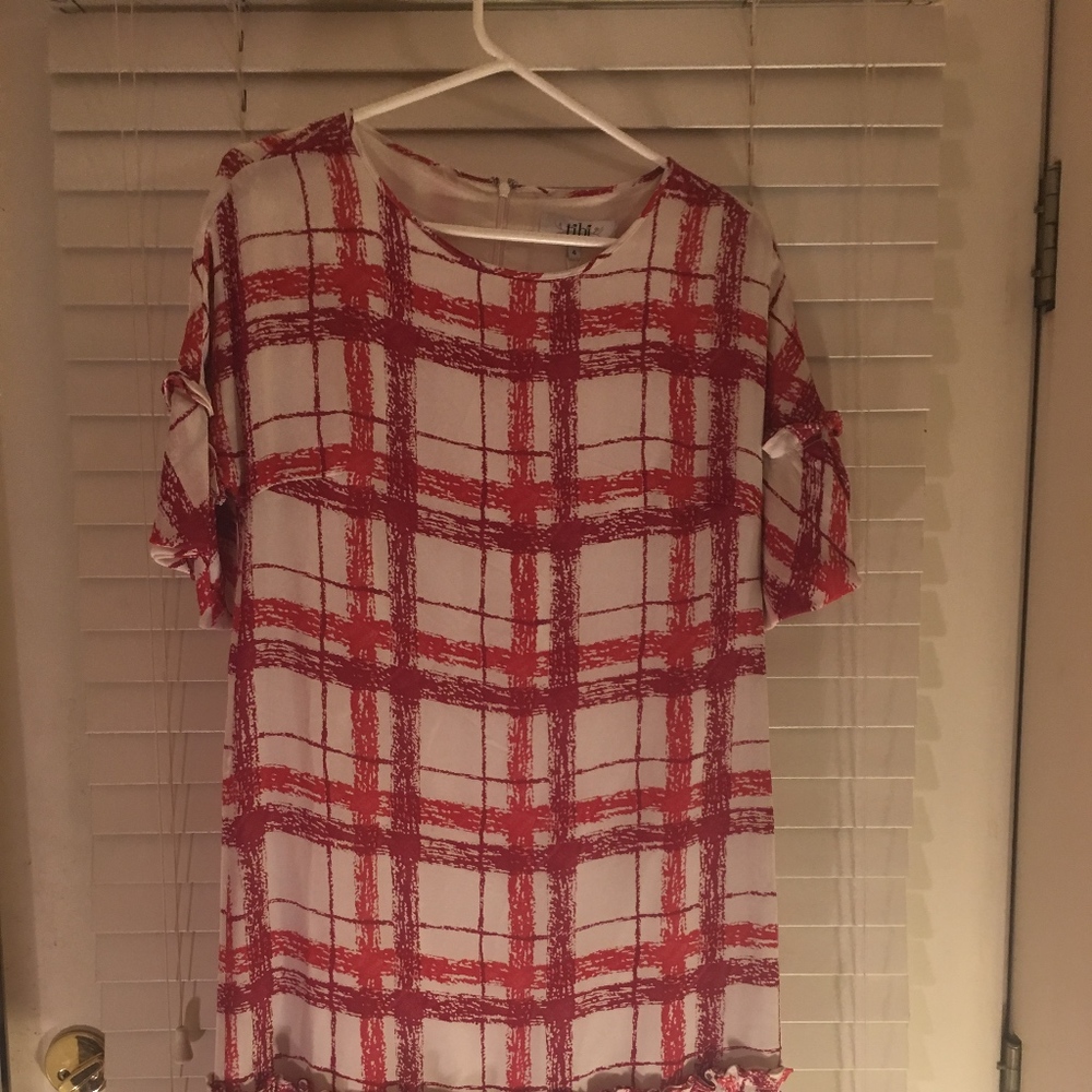 Tibi Red Chiffon Dress Size 4 Brand NWT 100% Silk